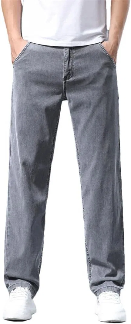Джинсы свободные прямые, Men's Summer Thin, Smoke Gray