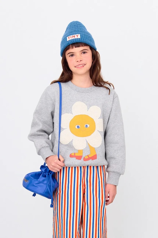 

Детская хлопковая толстовка FLOWER GRAPHIC SWEATSHIRT Tinycottons, серый