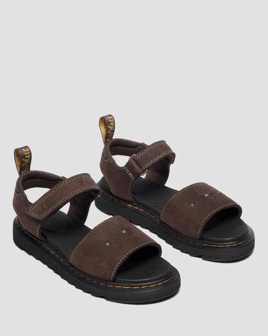 Детские сандалии Marlowe Flower с тисненым нубуковым ремешком Dr Martens, коричневый — фото 4