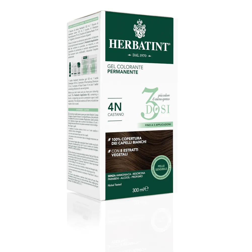

Перманентная краска-гель для волос Herbatint 3 дозы 4N Коричневый 300 мл