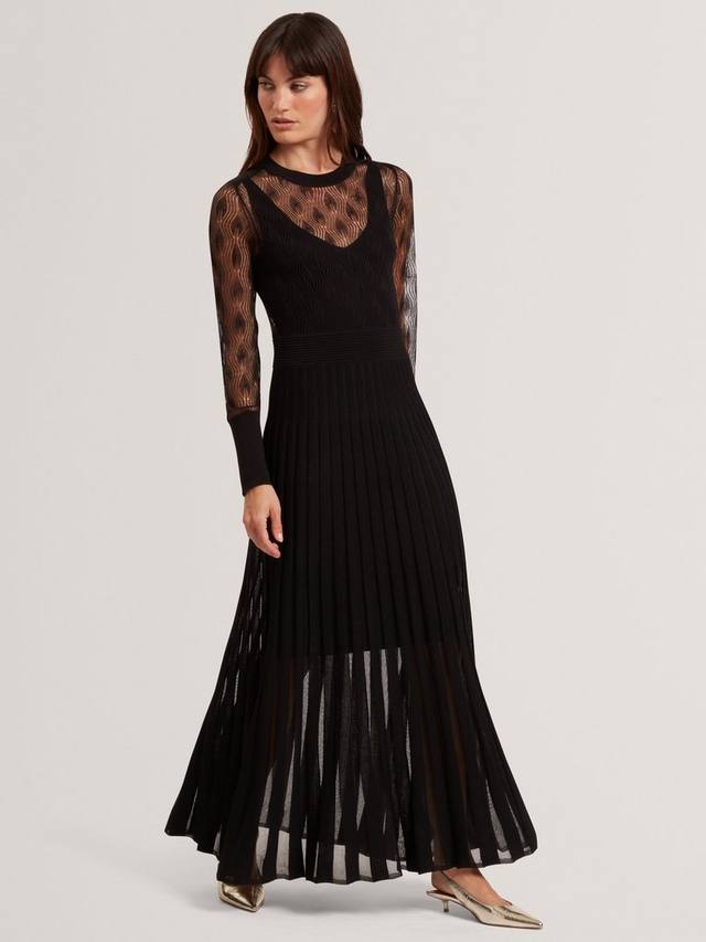 

Асимметричное миди-платье Tiimara с ажурной вязкой Ted Baker, Black