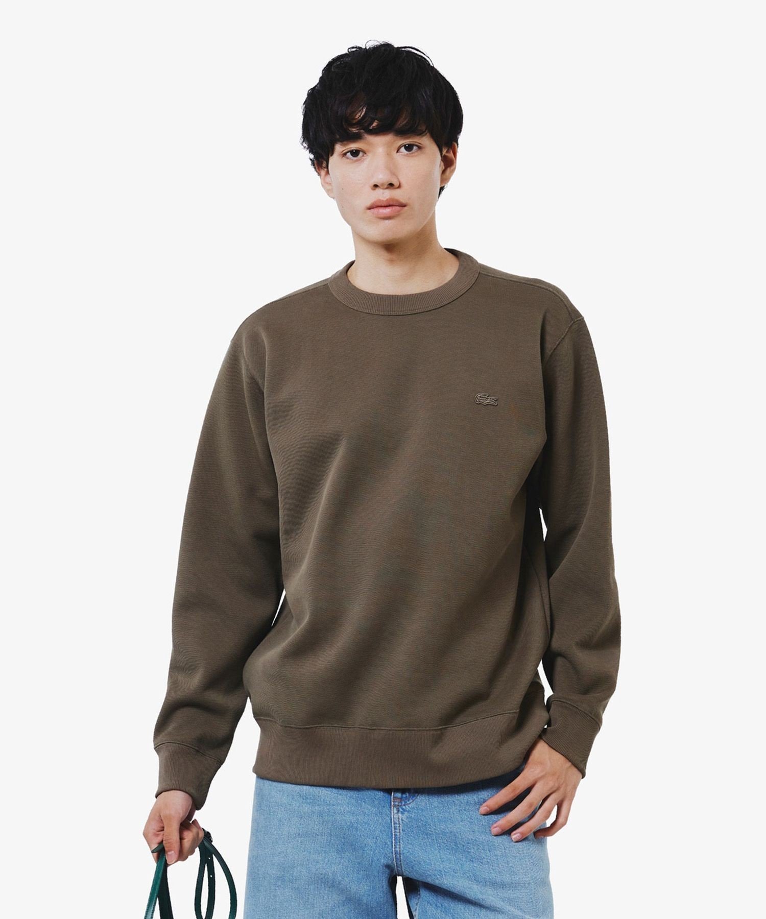 Однотонная толстовка из пике с круглым вырезом LACOSTE, Dark Brown