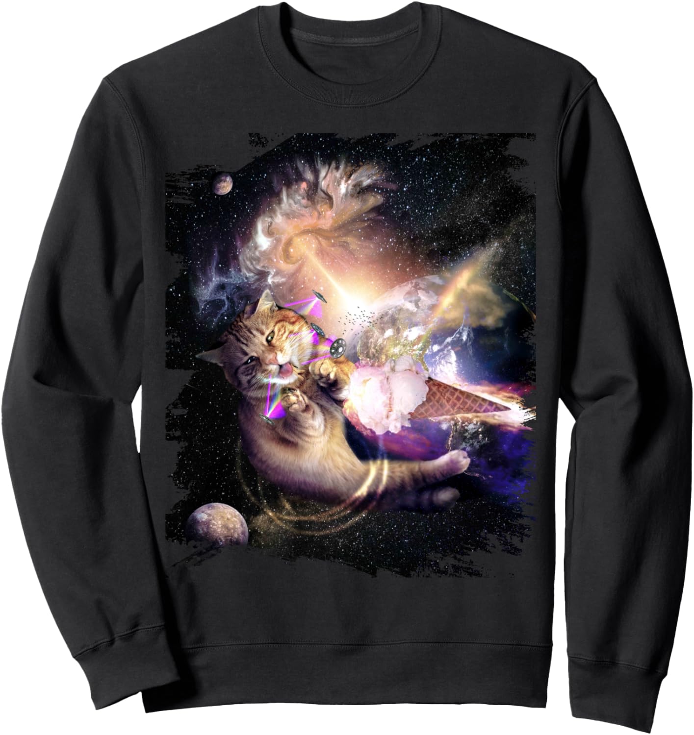 

Толстовка с изображением мороженого Galaxy Space Cat Laser Reach Random Galaxy, черный