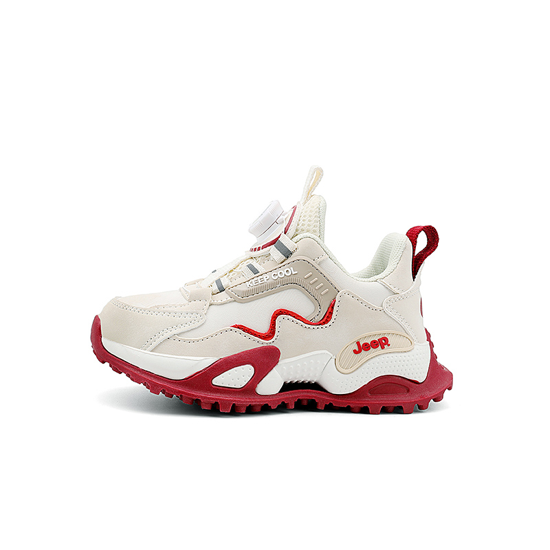 

Износостойкие низкие детские беговые кроссовки beige burgundy kids Jeep, бежевый