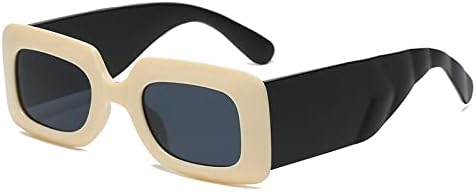 

Солнцезащитные очки прямоугольной формы для женщин, винтажные, квадратные, с широкими дужками, в стиле панк, солнцезащитные очки для женщин с защитой от УФ-излучения UV400 MTZJH, Beige