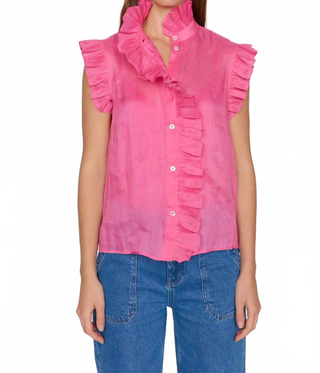 

Топ Marfa с рюшами в цвете гвоздики CHRISTY LYNN, Carnation