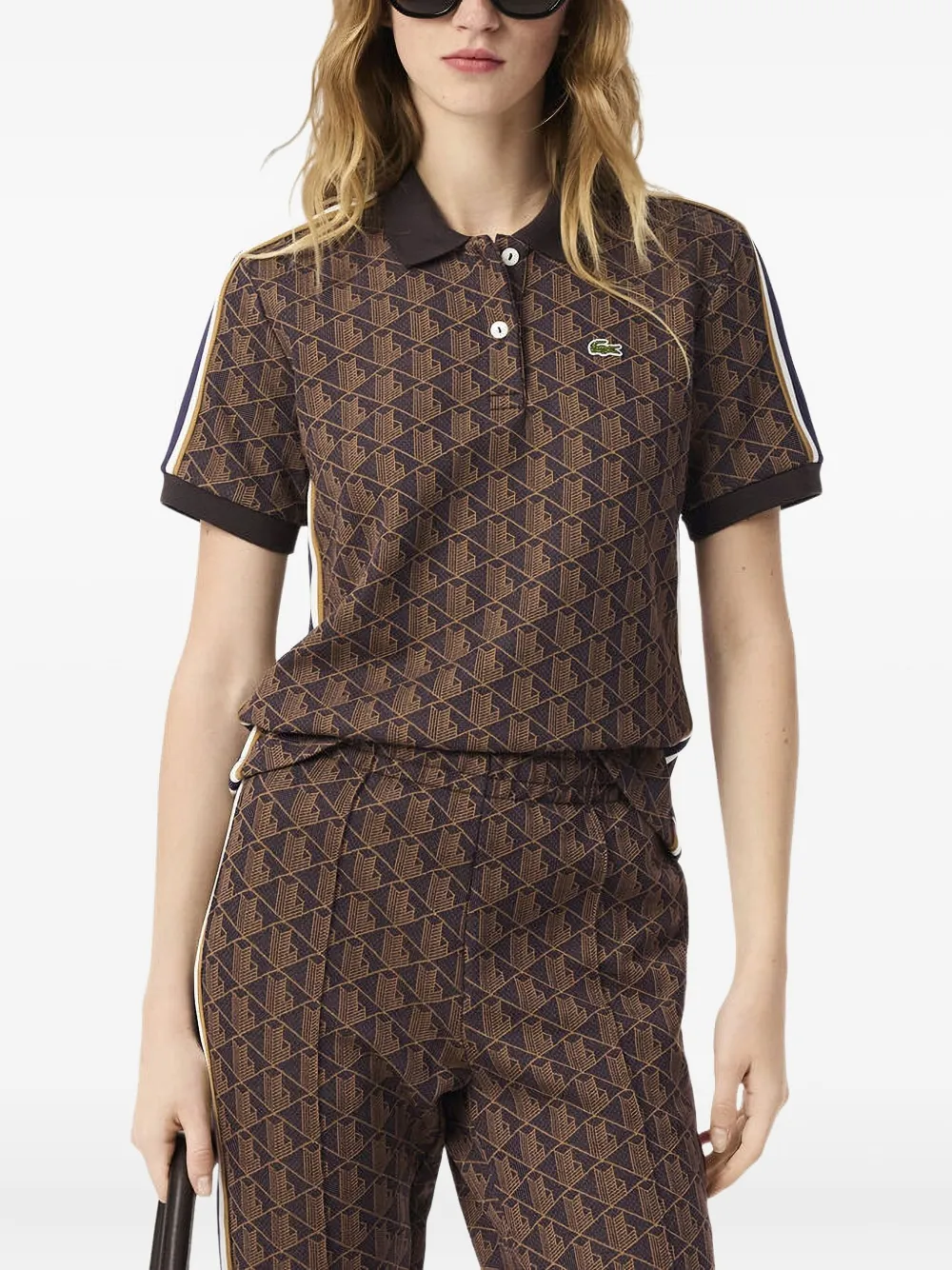 Поло с геометрическим узором Lacoste, коричневый — фото 2