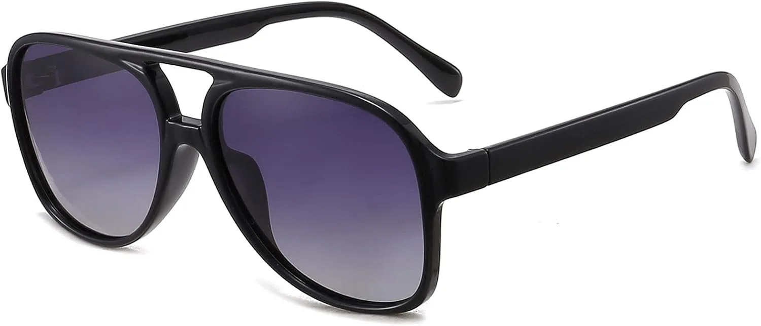 

Солнцезащитные очки-авиаторы ANRRI в стиле ретро 70-х годов с поляризованными линзами и двойной перемычкой, легкая оправа, подходят для мужчин и женщин, Black/Purple