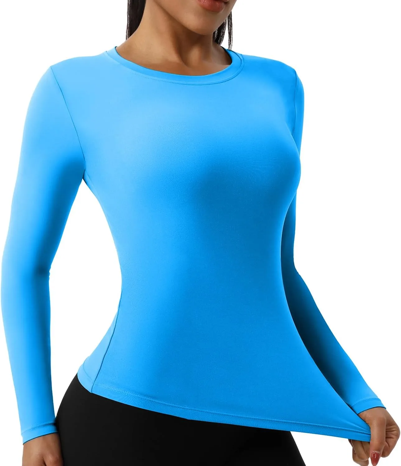 

Yuerlian бесшовная футболка для тренировок с длинным рукавом, Slim Fit