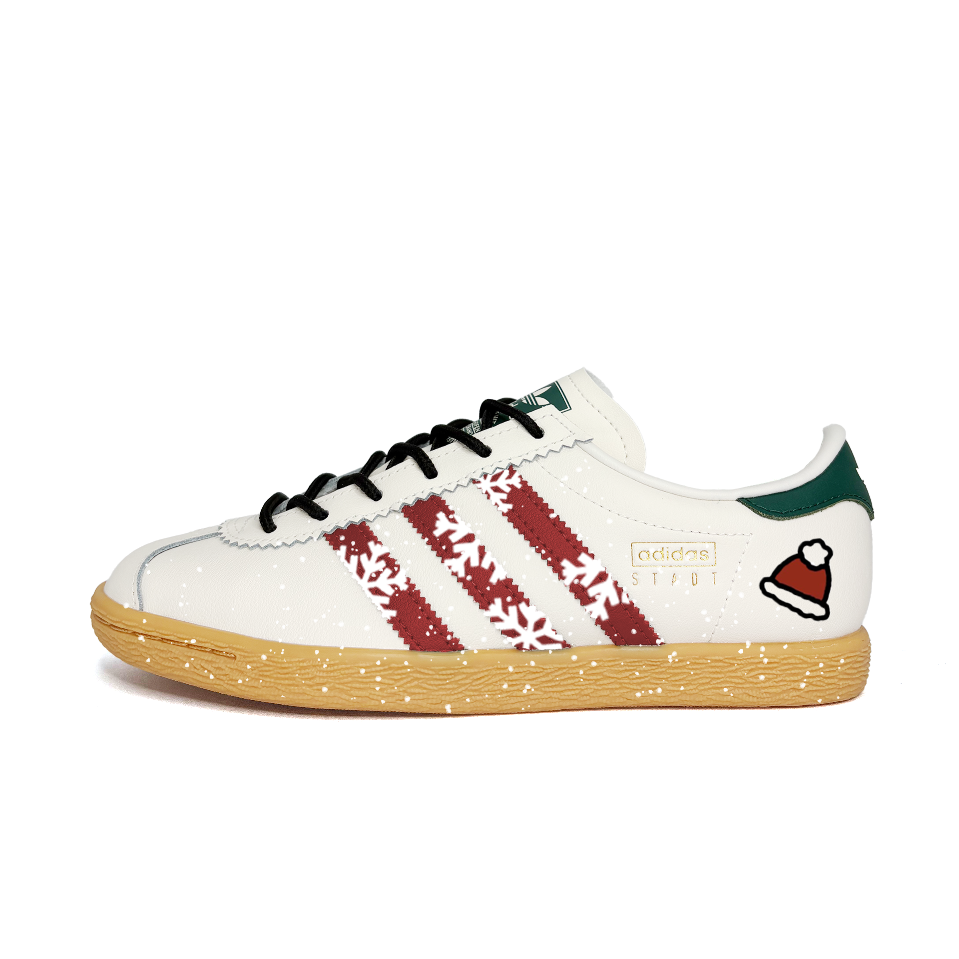 

Adidas Originals Stadt Red And White Snow Print Abrasion Resistant Low top German Army Trainers Unisex Red Green