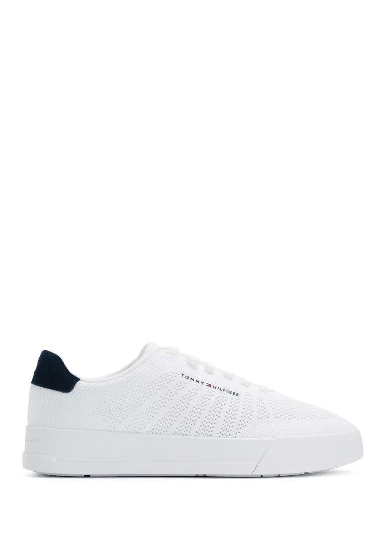 Кроссовки трикотажные Logo Knit Court, TH Mainline Tommy Hilfiger, белый/мультиколор