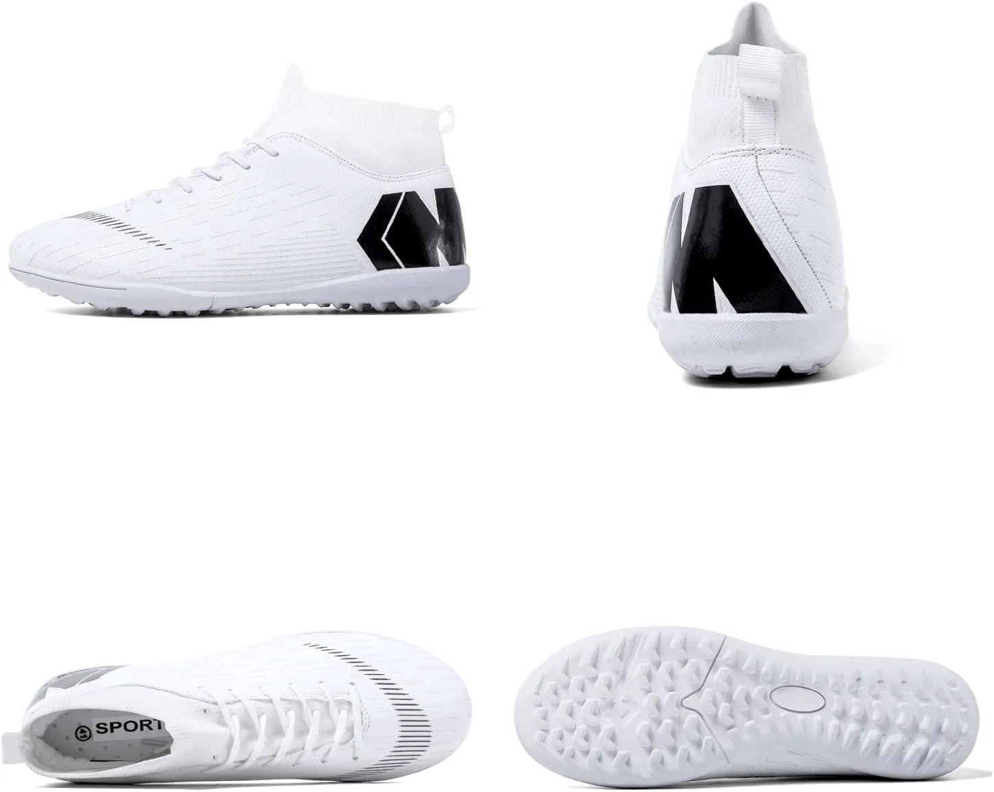 

Унисекс футбольные кроссовки легкие, дышащие, противоскользящие и амортизирующие, высокие молодежные для тренировок в помещении и на газоне с твердой подошвой TF/AG JOSKAA, белый