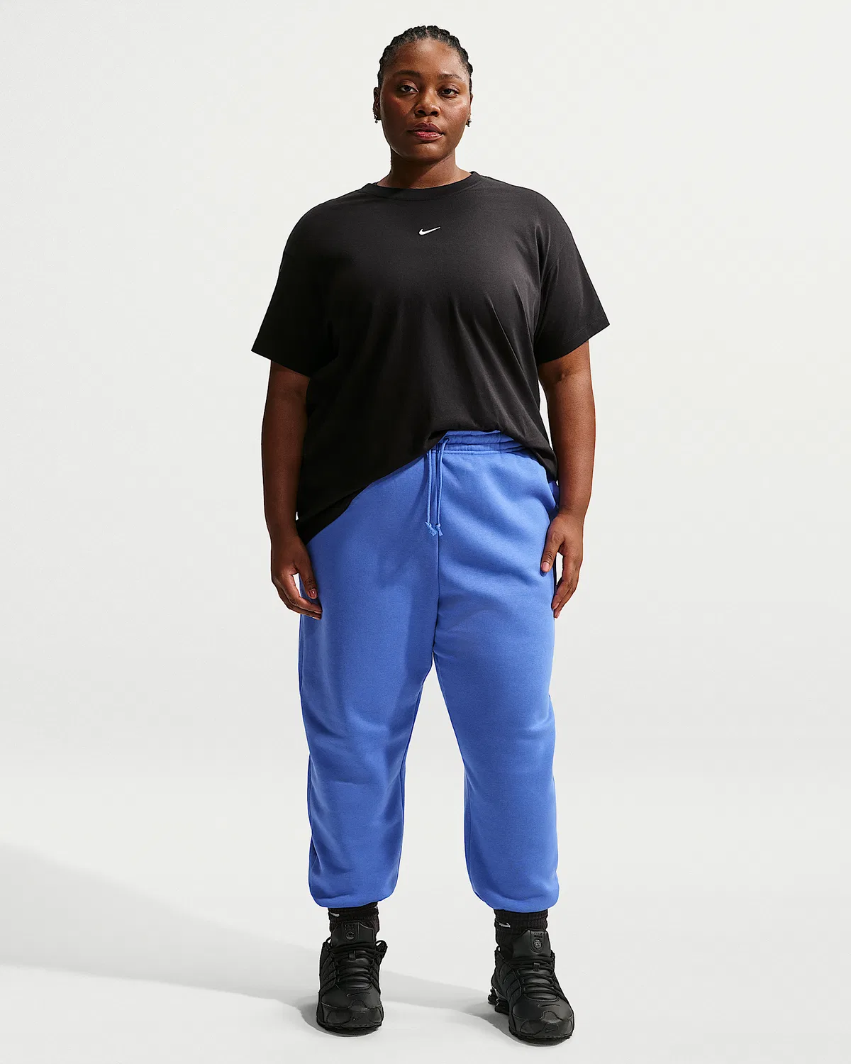 Женская оверсайз футболка с коротким рукавом (плюс сайз) Nike Sportswear Classic, Black/White — фото 4