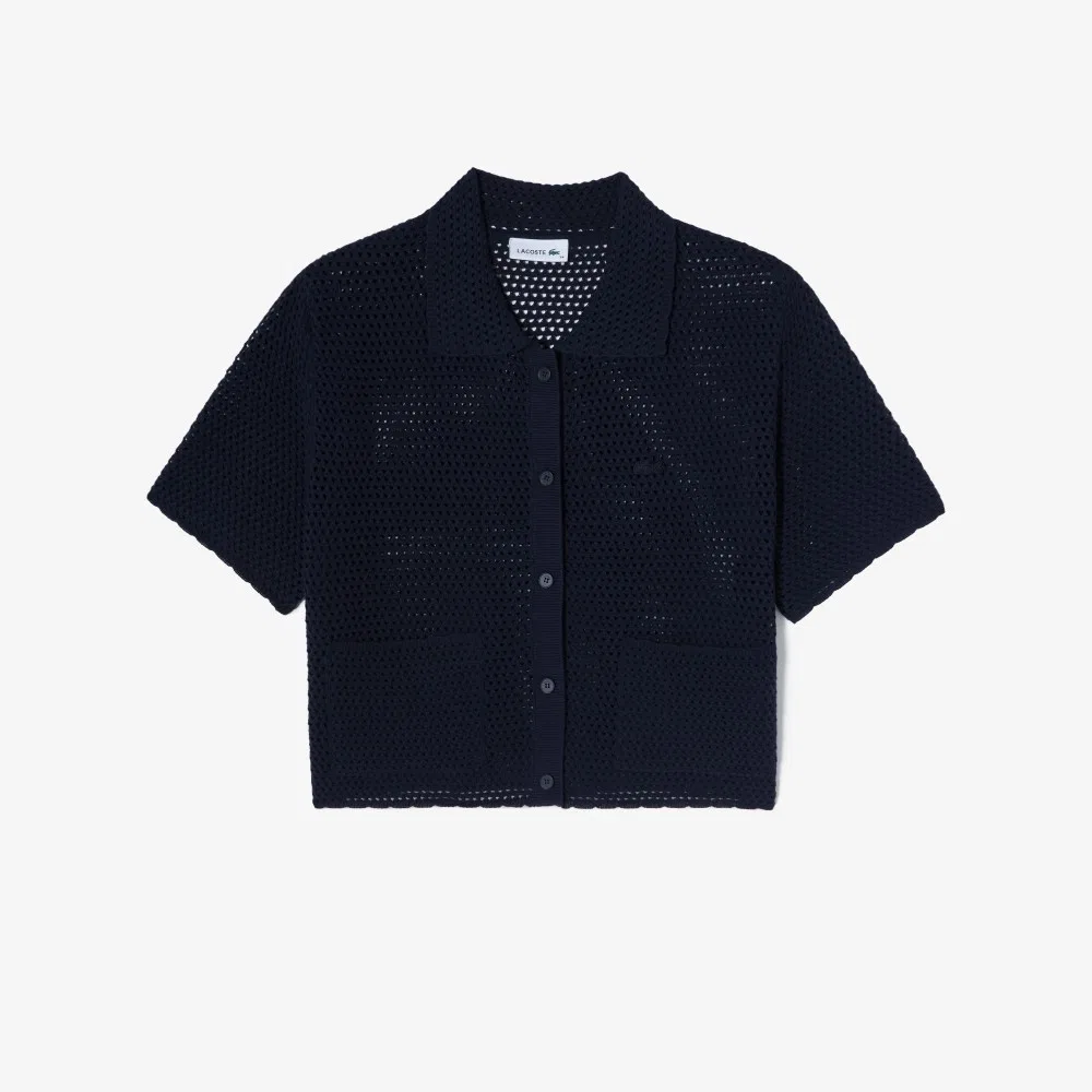 Кардиган Lacoste кроше, тёмно-синий