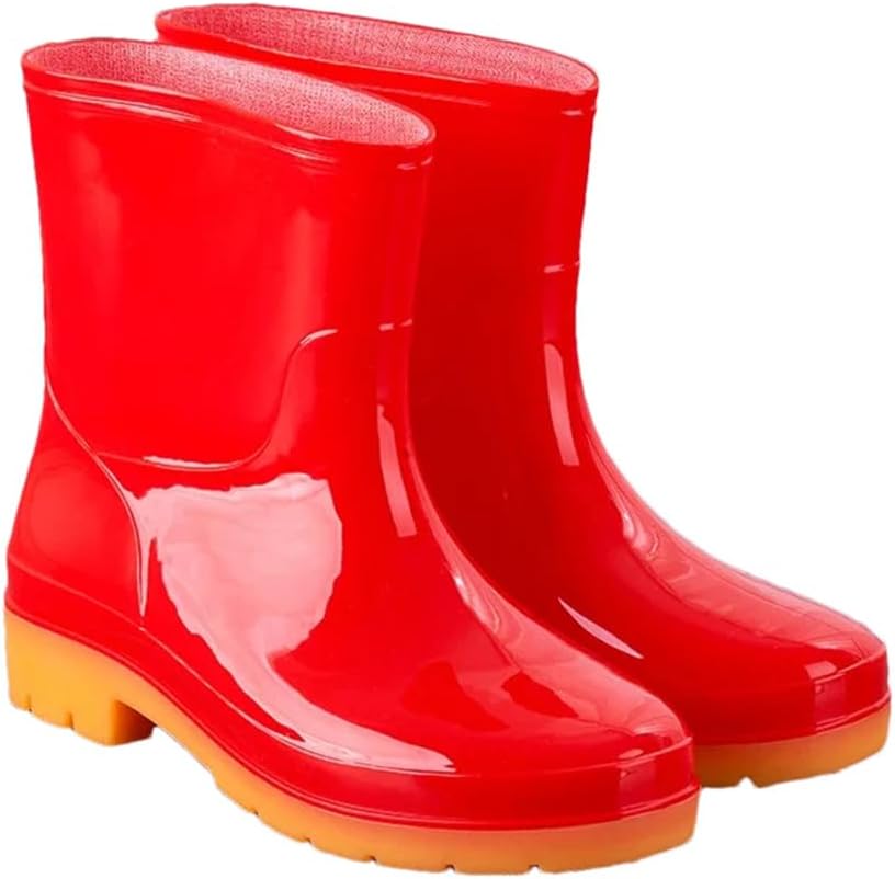 

Дождевые сапоги Wjnvfioo для мужчин и женщин, водонепроницаемые ботинки для улицы и рыбалки, красный