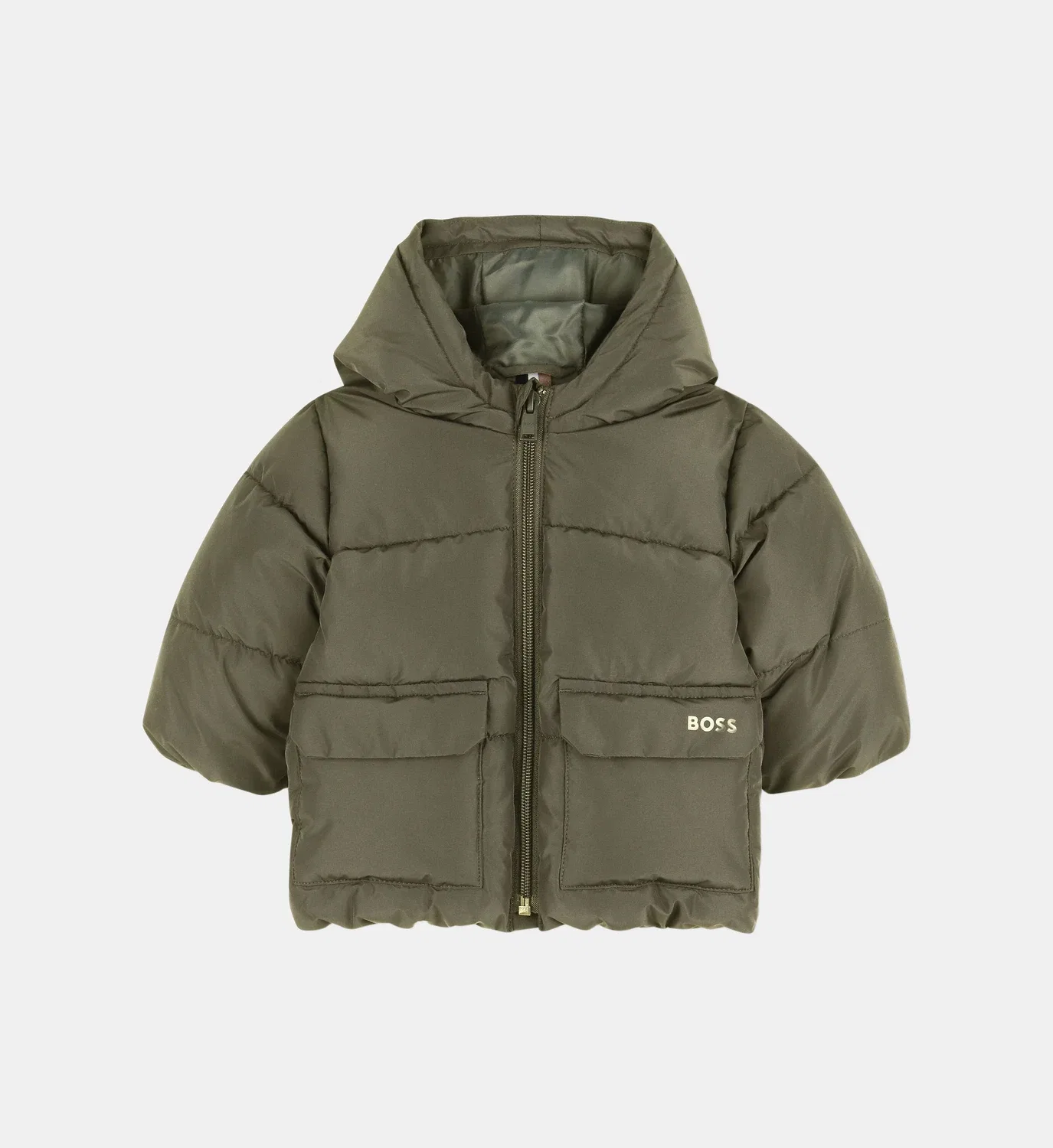 Куртка-пуховик с капюшоном Boss Kidswear, хаки