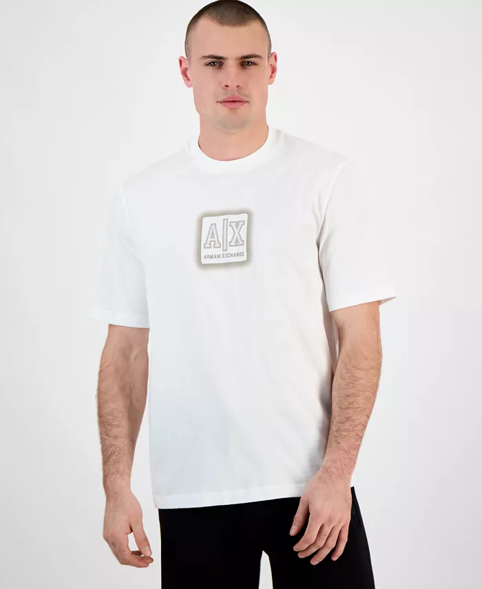 

Мужская футболка классического кроя с логотипом и принтом A|X Armani Exchange, коричневый/бежевый