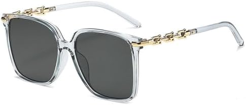 

Женские винтажные солнцезащитные очки с цепочкой на дужках и градиентным переходом цвета, модные солнцезащитные очки в крупной оправе, стильные для уличной фотосессии MTZJH, Gray