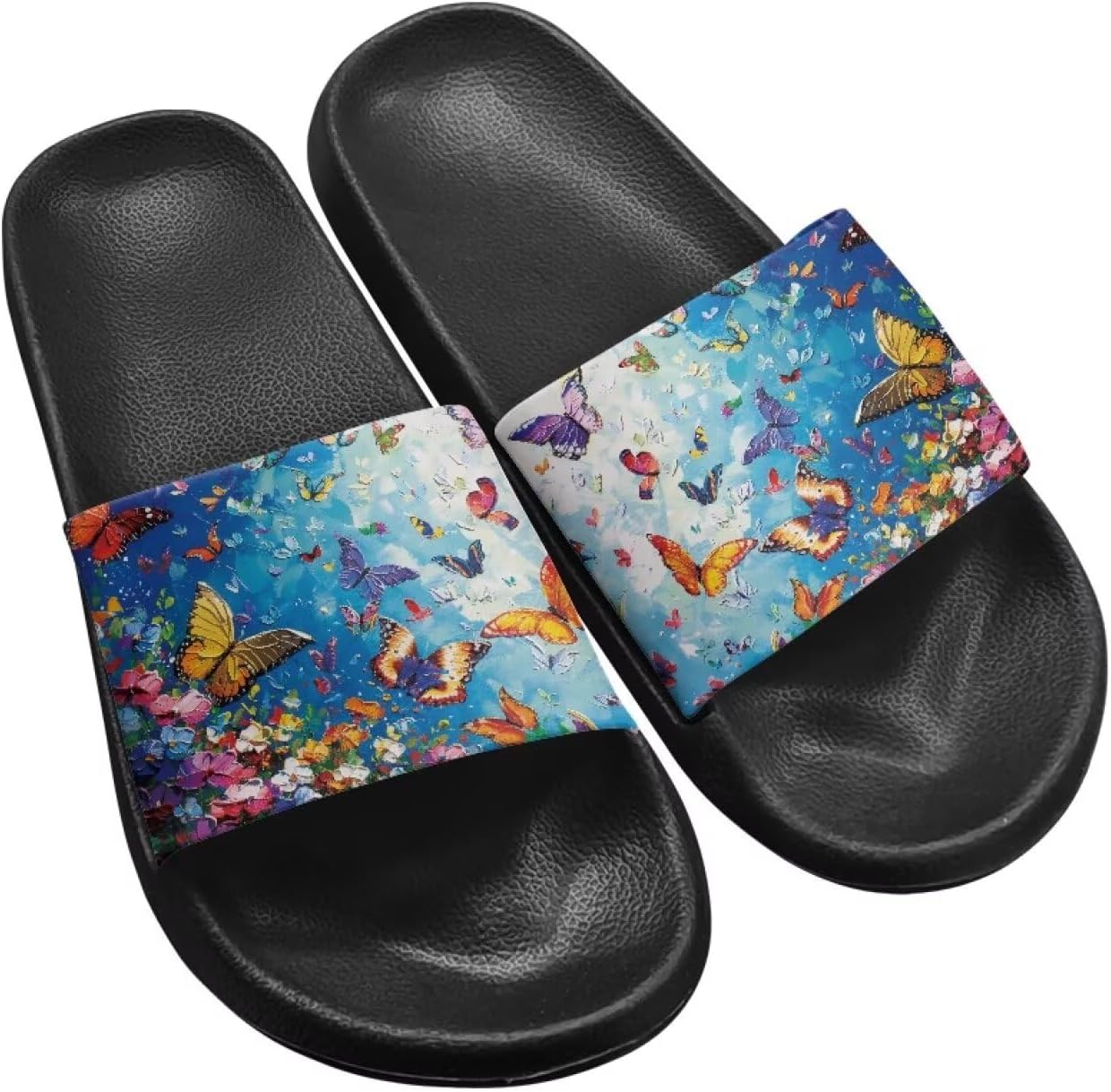 

Летние шлепанцы Fuxowvby для женщин, мужчин и подростков, мягкие EVA, водонепроницаемые, для бассейна и пляжа, быстросохнущие, противоскользящие, для душа, размеры США 5,5-12,5, Butterfly Print