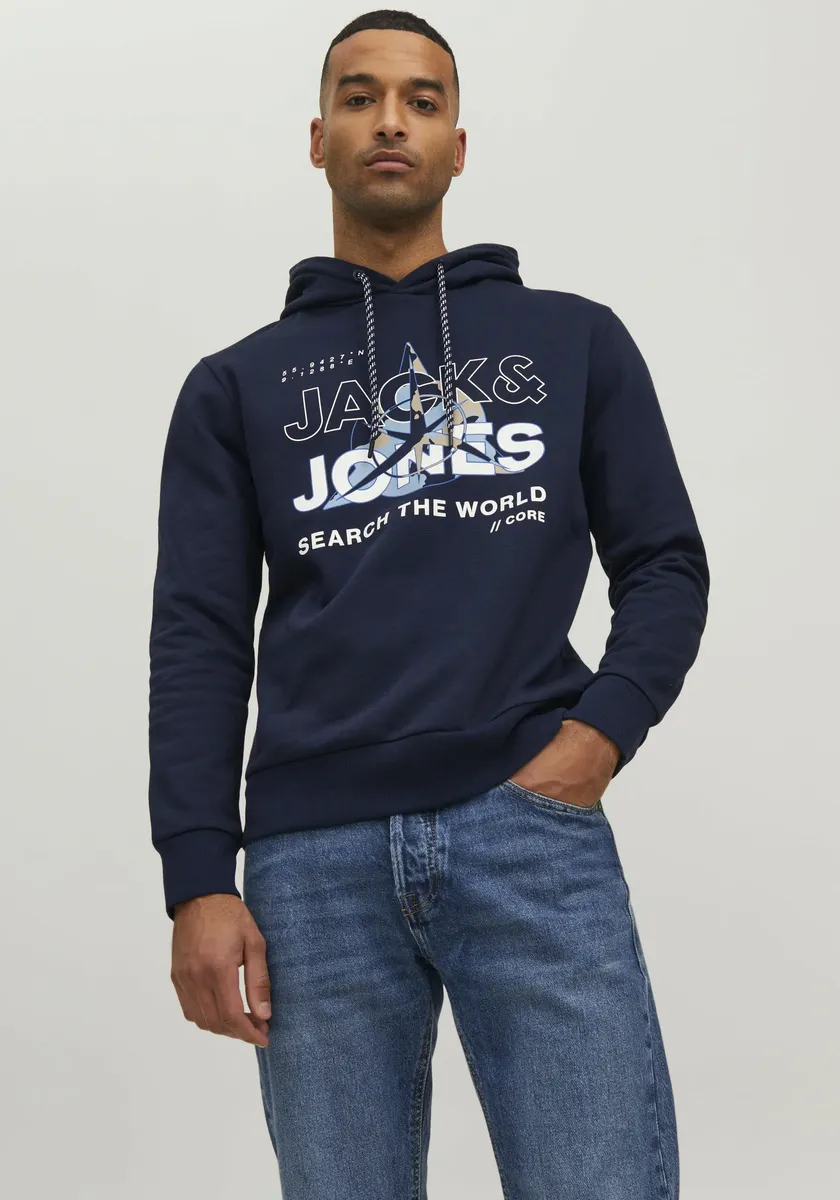 

Толстовка Jack & Jones с капюшоном "JCOHUNT SWEAT HOOD LN", синий