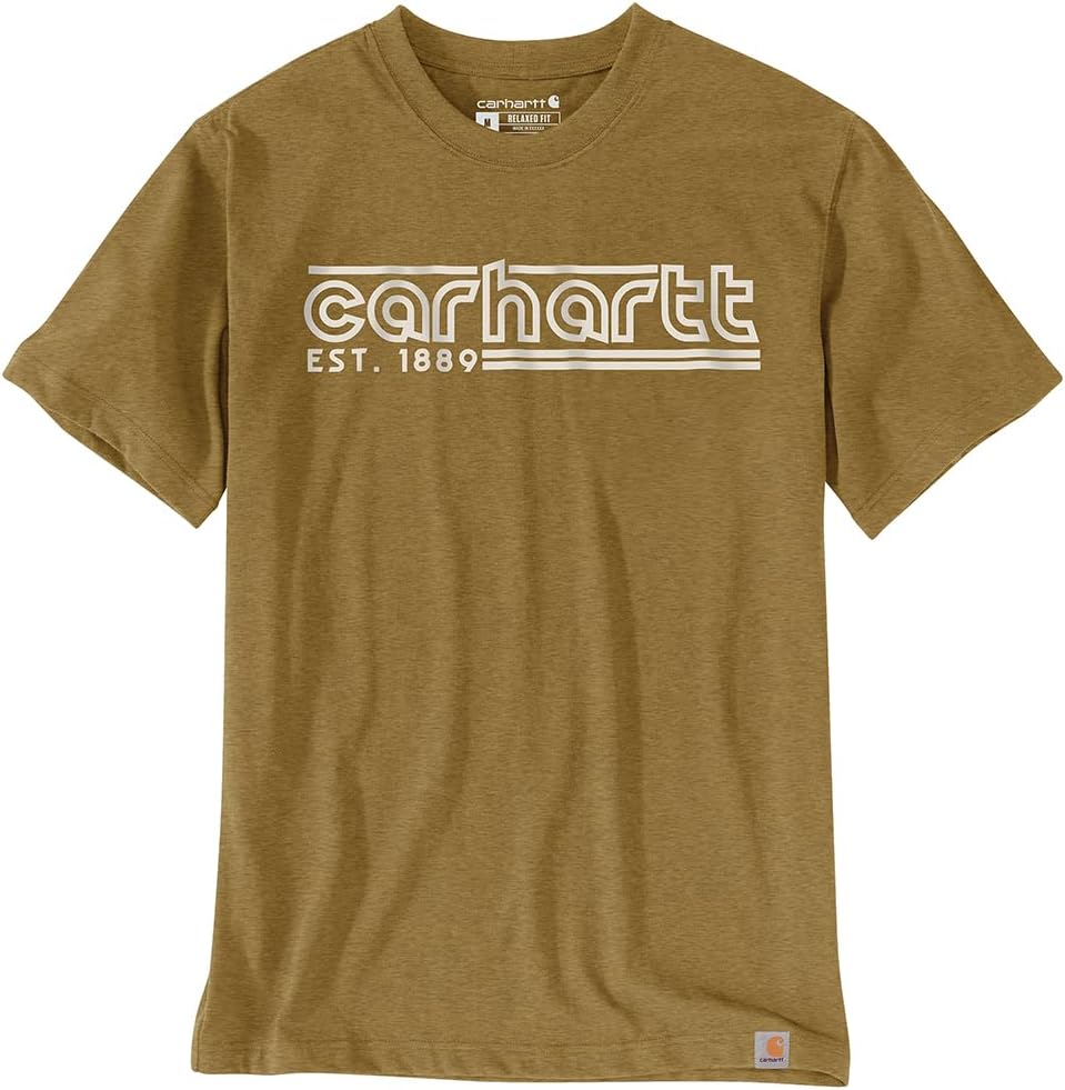 

Мужская футболка Carhartt 106538 свободного кроя с короткими рукавами и графическим логотипом, Golden Grass Heather, Зеленый, Мужская футболка Carhartt 106538 свободного кроя с короткими рукавами и графическим логотипом, Golden Grass Heather