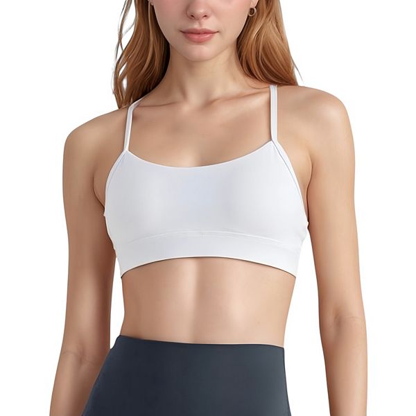 

Женский спортивный топ с круглым вырезом, тонкими регулируемыми бретелями и бесшовной легкой тканью Anna-Kaci, White