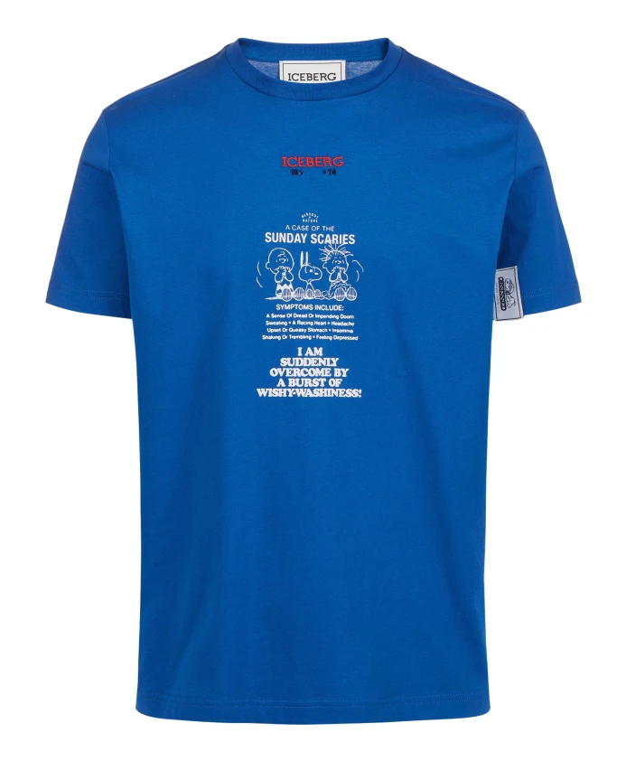 

Облегающая футболка Zaphyre из ткани с вышивкой в виде арахиса и логотипом на спине. Iceberg, синий