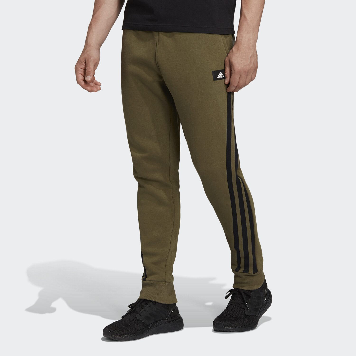 Трикотажные спортивные штаны мужские оливковые Adidas, оливковый — фото 2