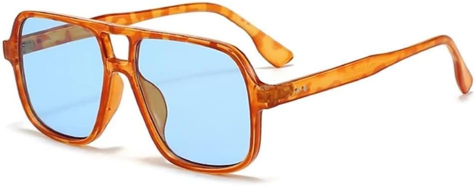 

Женские солнцезащитные очки с двойной перемычкой, сине-зеленые, UV400, мужские с заклепками, леопардовый принт, для занятий спортом на открытом воздухе, бега и верховой езды Generic, Amber Blue