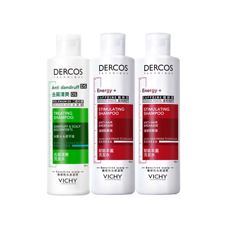 Vichy Шампунь для объема и очищения с мятой 50 мл + 200 мл + 200 мл, Three-Piece Set: Empowering Plumping Shampoos 200ml*2+Green Logo Refreshing Shampoos 200ml