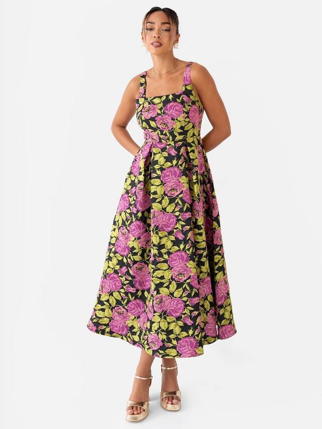 

Цветочное платье миди без рукавов Maya Deluxe, Black Pink Floral