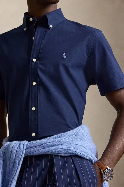 Рубашка из хлопка с эластаном Polo Ralph Lauren, синий — фото 4