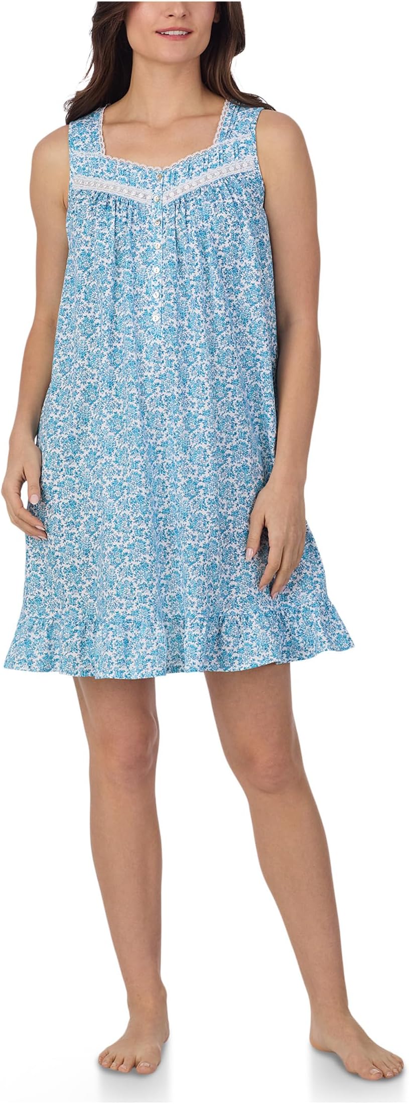 

Ночная рубашка Eileen West Short Sleeveless Nightgown, цвет White Ground Aqua Floral