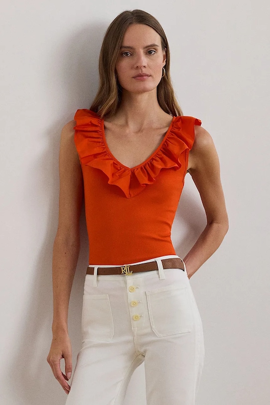 

Хлопковая майка Lauren Ralph Lauren, оранжевый