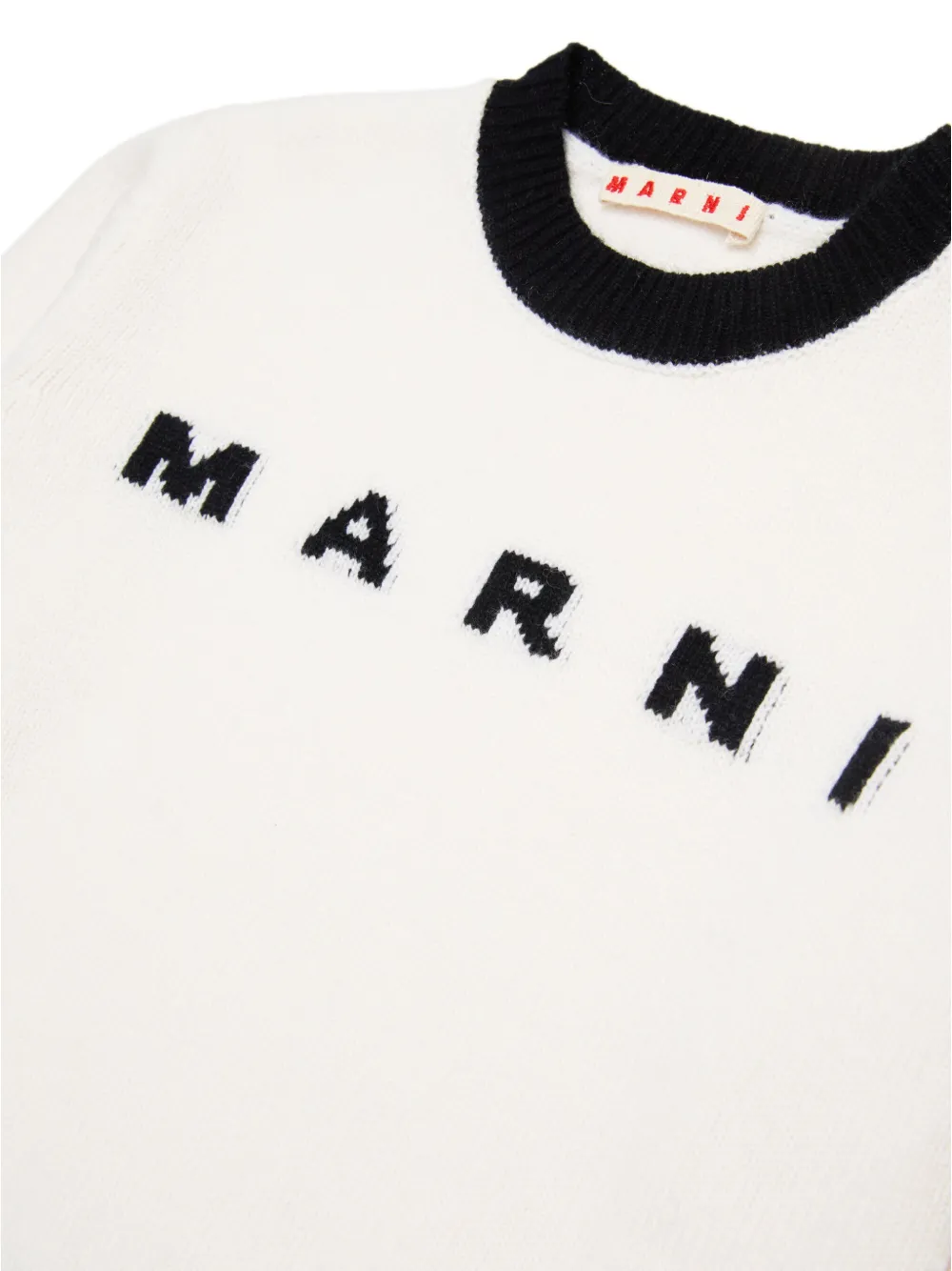 Джемпер вязки интарсия с логотипом Marni Kids, белый — фото 4