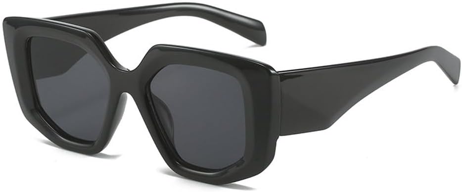 

Популярные модные солнцезащитные очки Polygon для женщин в стиле ретро, ​​голубые и розовые, с защитой от УФ-излучения UV400, мужские солнцезащитные очки с широкими дужками TKKTLLT, Black Grey