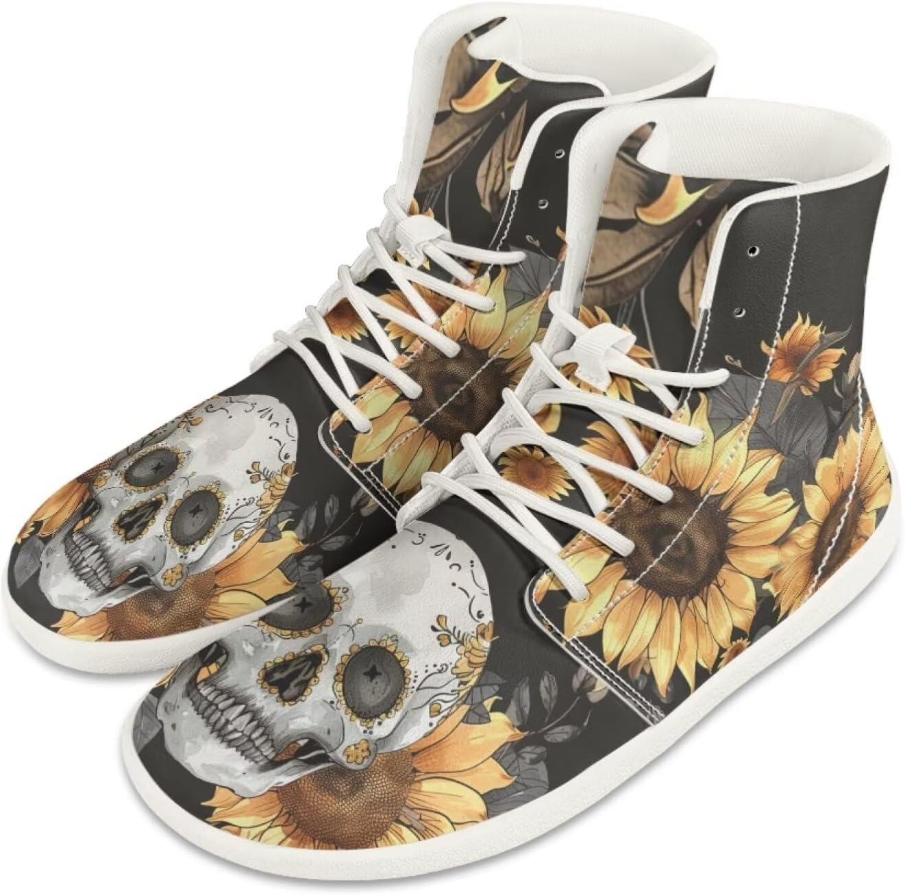 

Мужские минималистичные кроссовки Jeiento, обувь-босоножки с черепом, ботинки с широкой носочной частью, кроссовки для бега, легкие спортивные кроссовки, рабочая обувь для плоской стопы, Sunflower Skulls