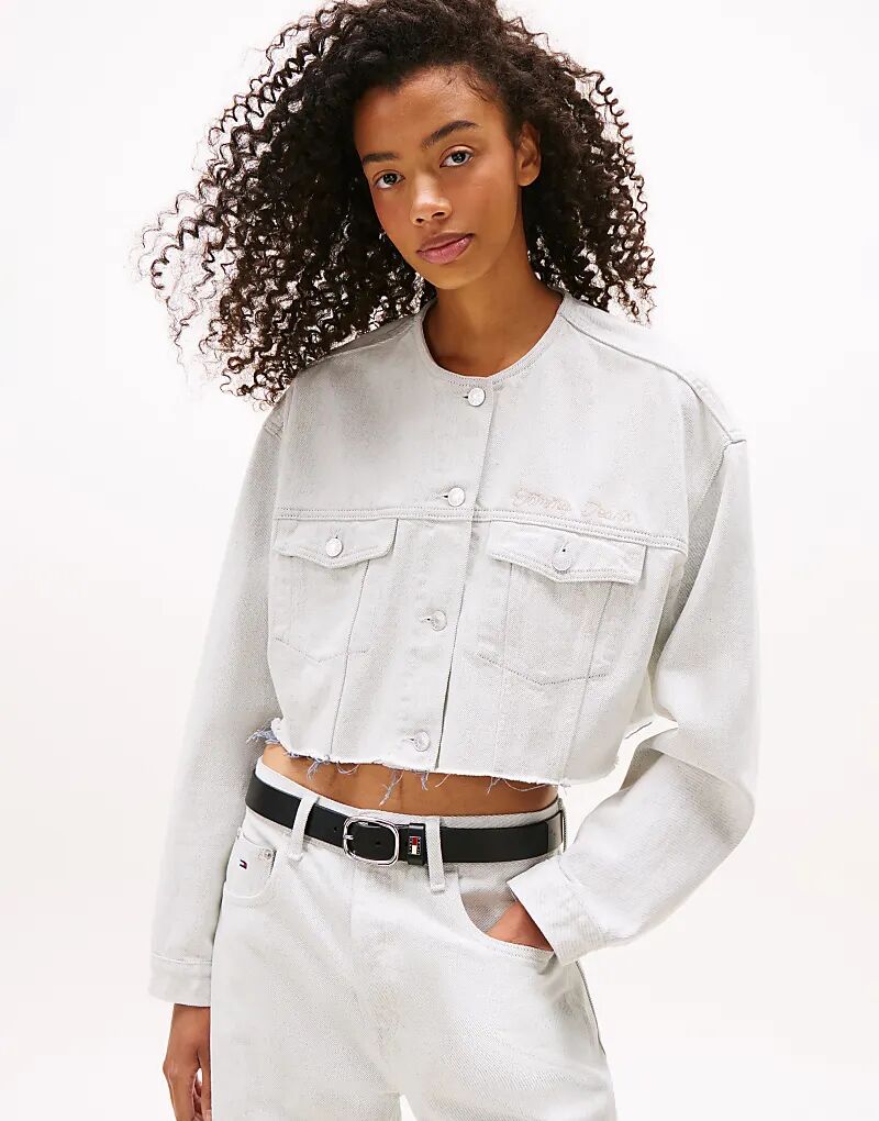 

Укороченная джинсовая куртка Tommy Jeans светло-голубого цвета