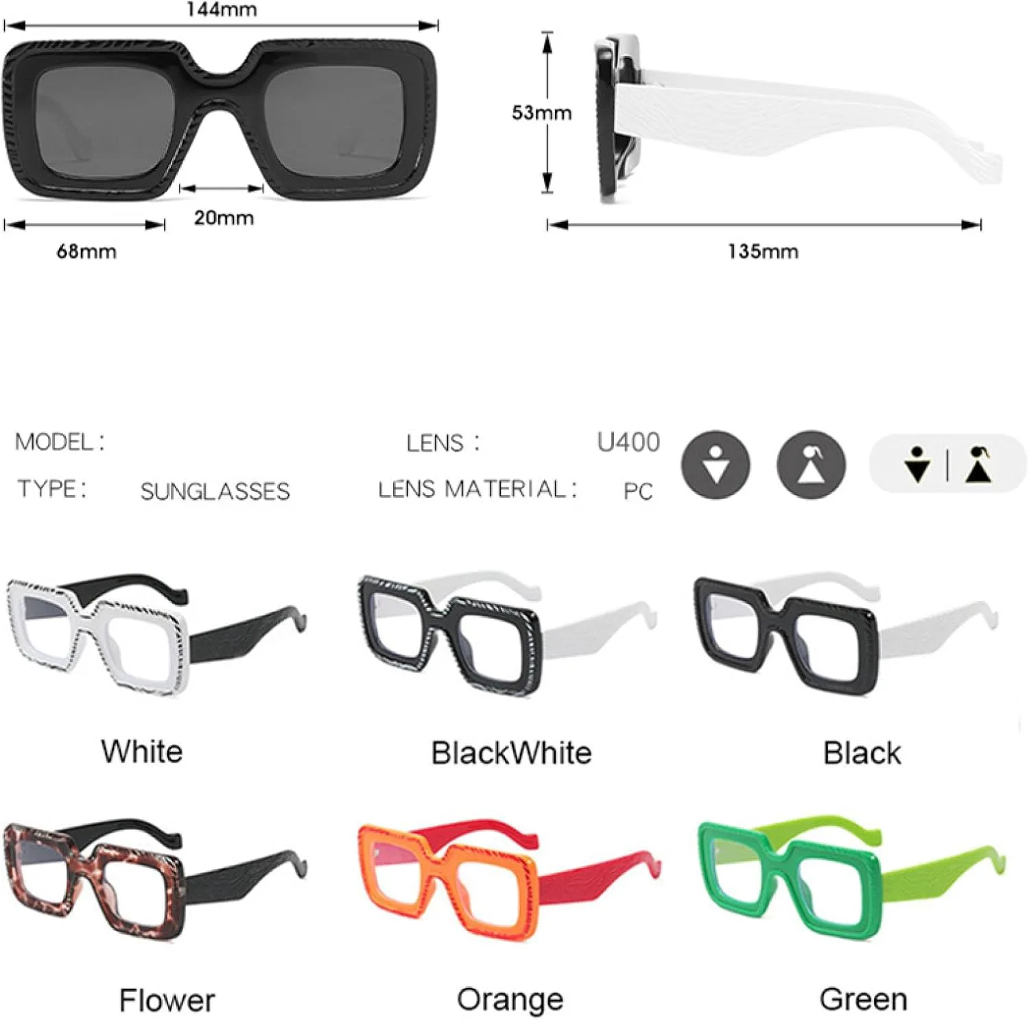 

Женские солнцезащитные очки конфетных цветов, модные, разноцветные, в стиле панк, трендовые, с защитой от УФ-излучения UV400, популярные мужские TVTBBVV, White