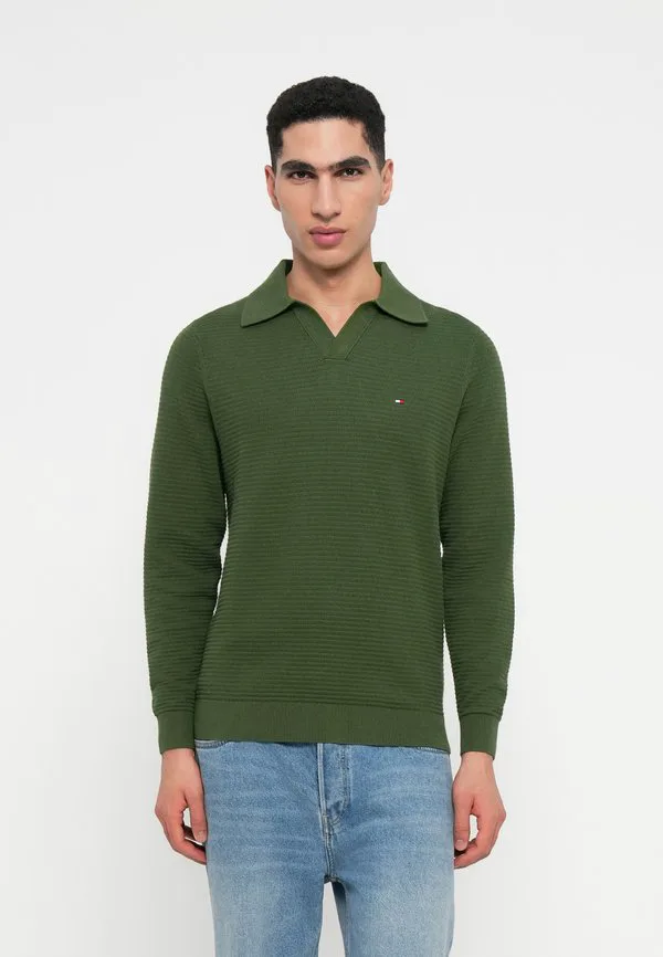 Джемпер с фактурным вязаным воротником-поло Tommy Hilfiger, Mountain Pine