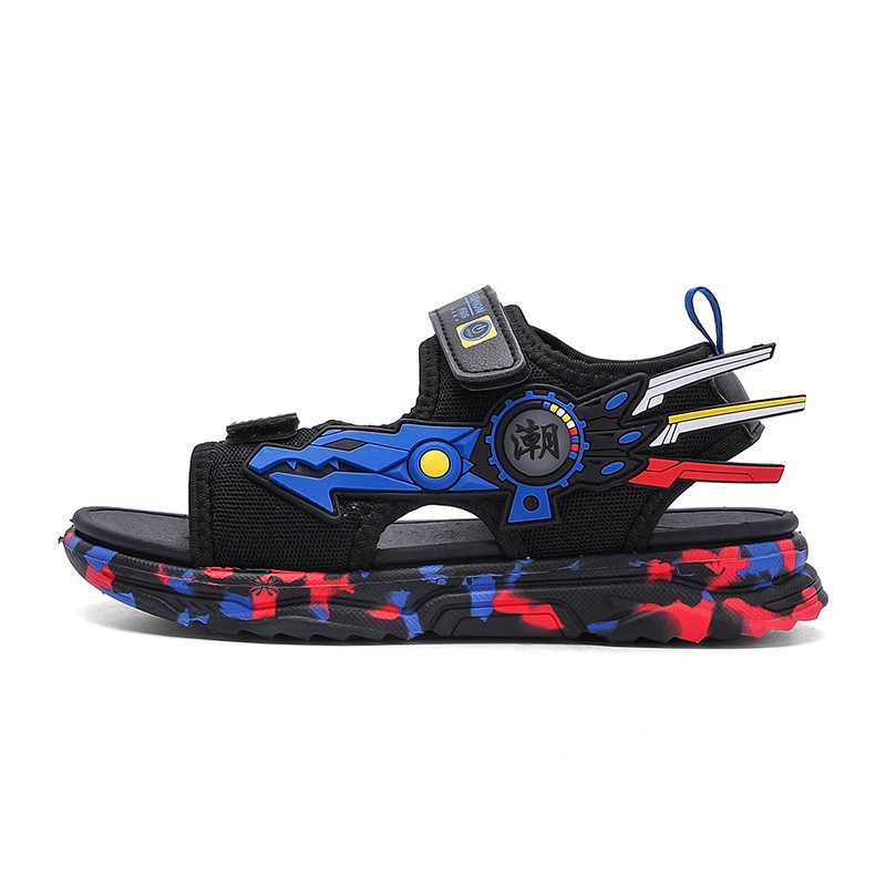 

Детские сандалии с противоскользящей подошвой, устойчивые к истиранию, дышащие, с противоскользящей подошвой YUZHAOLIN, черный/синий