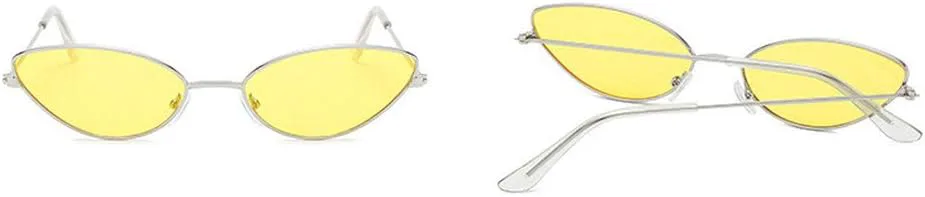 

Универсальные маленькие ретро-солнцезащитные очки для женщин в металлической оправе, очки для активного отдыха с прозрачными линзами для мужчин COTIA, Yellow