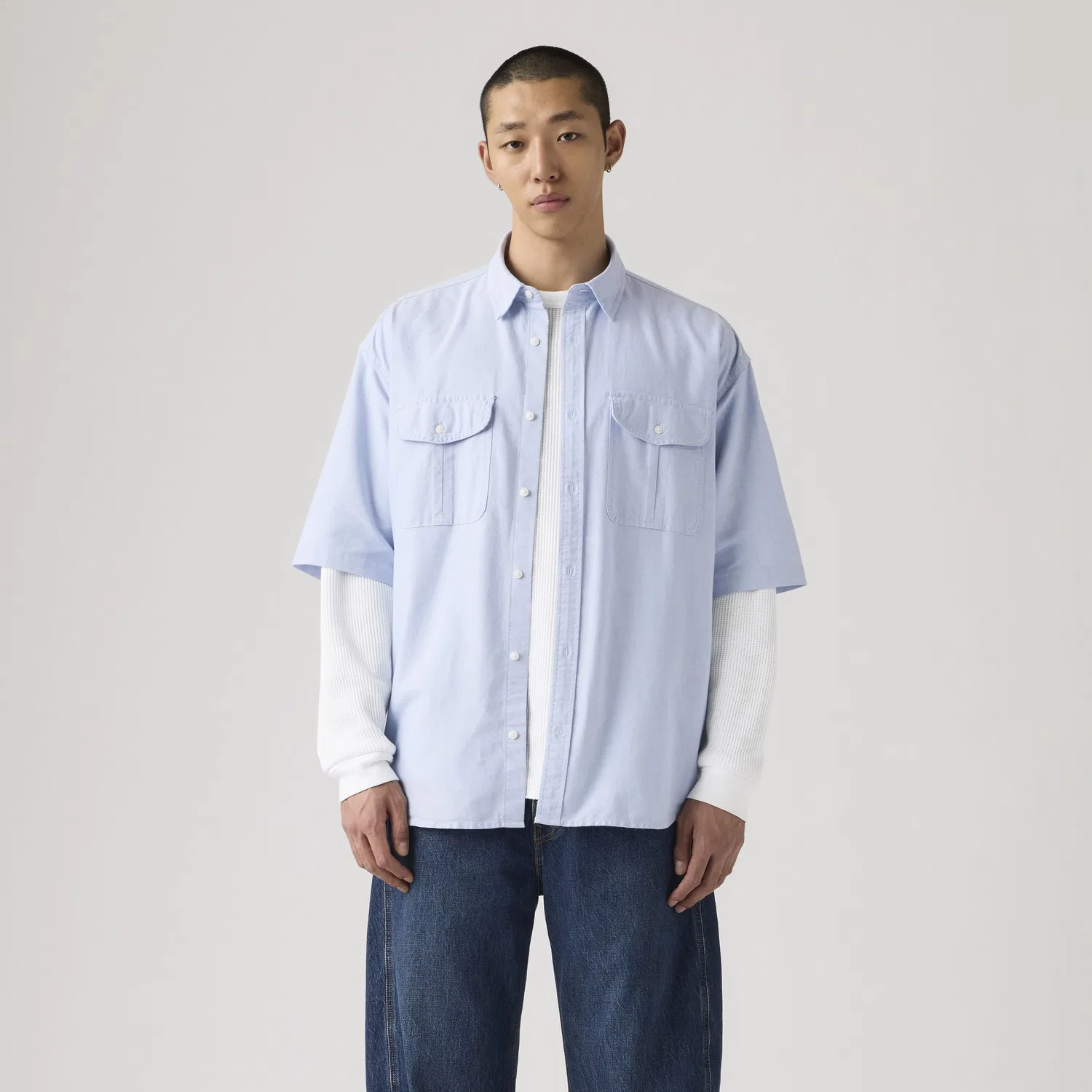 Рубашка Pacifica свободного кроя с коротким рукавом, модель Oxford Levi's, Blue — фото 3