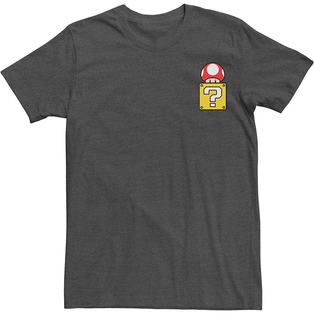 

Футболка с левым нагрудным карманом Big & Tall Super Mario Bros. Mushroom Power Up Licensed Character, цвет Charcoal Heather