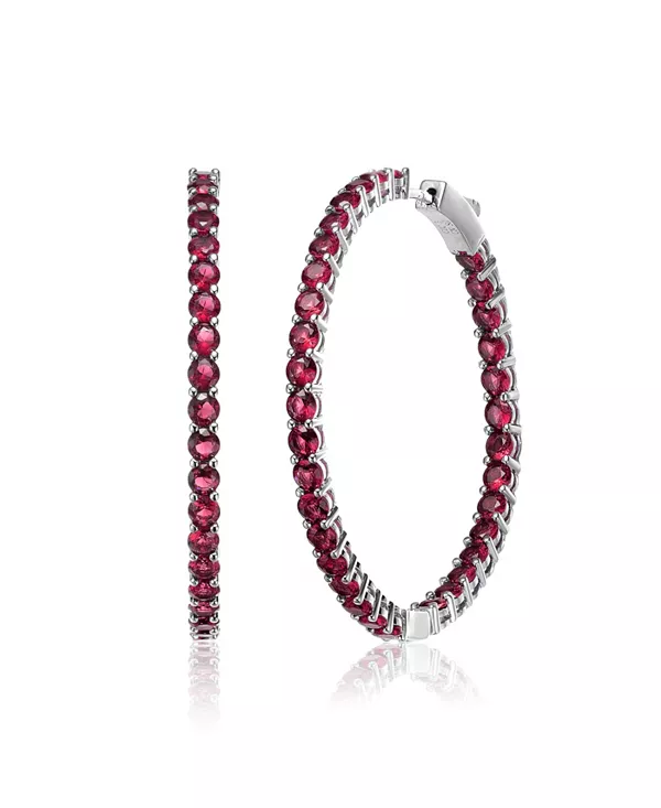 

Большие серьги-кольца с цветными кубическими цирконами Rachel Glauber, red