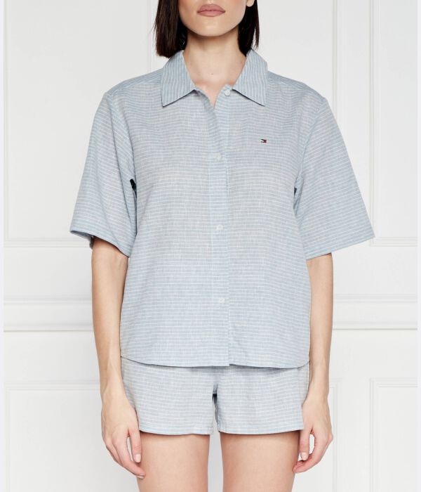 

Пижама женская Tommy Hilfiger из хлопка и льна короткая, голубой