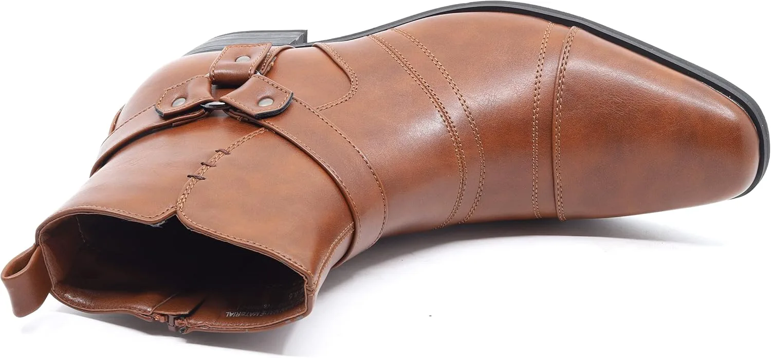 

Мужской повседневный ремень Metrocharm с заклепками, ковбойские ботинки WESTERN-01, коричневый