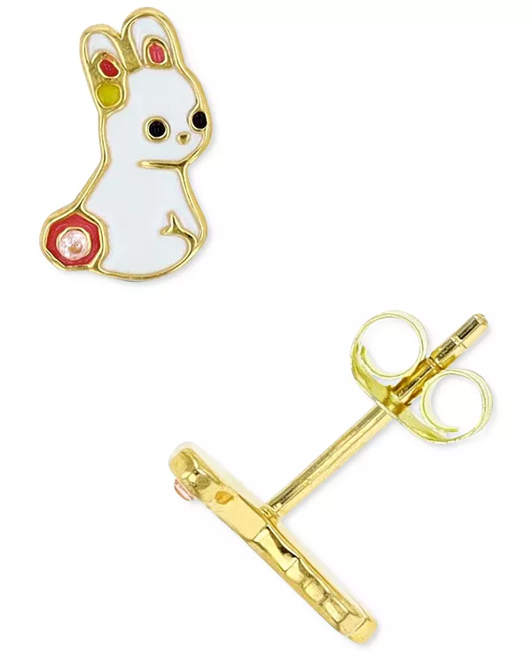 

Серьги-Гвоздики в форме кролика из стерлингового серебра или 14-каратного золота поверх стерлингового серебра Macy'S, gold