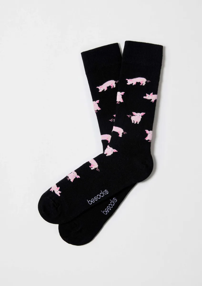 

Высокие носки унисекс из органического хлопка черного цвета Besocks, чёрный