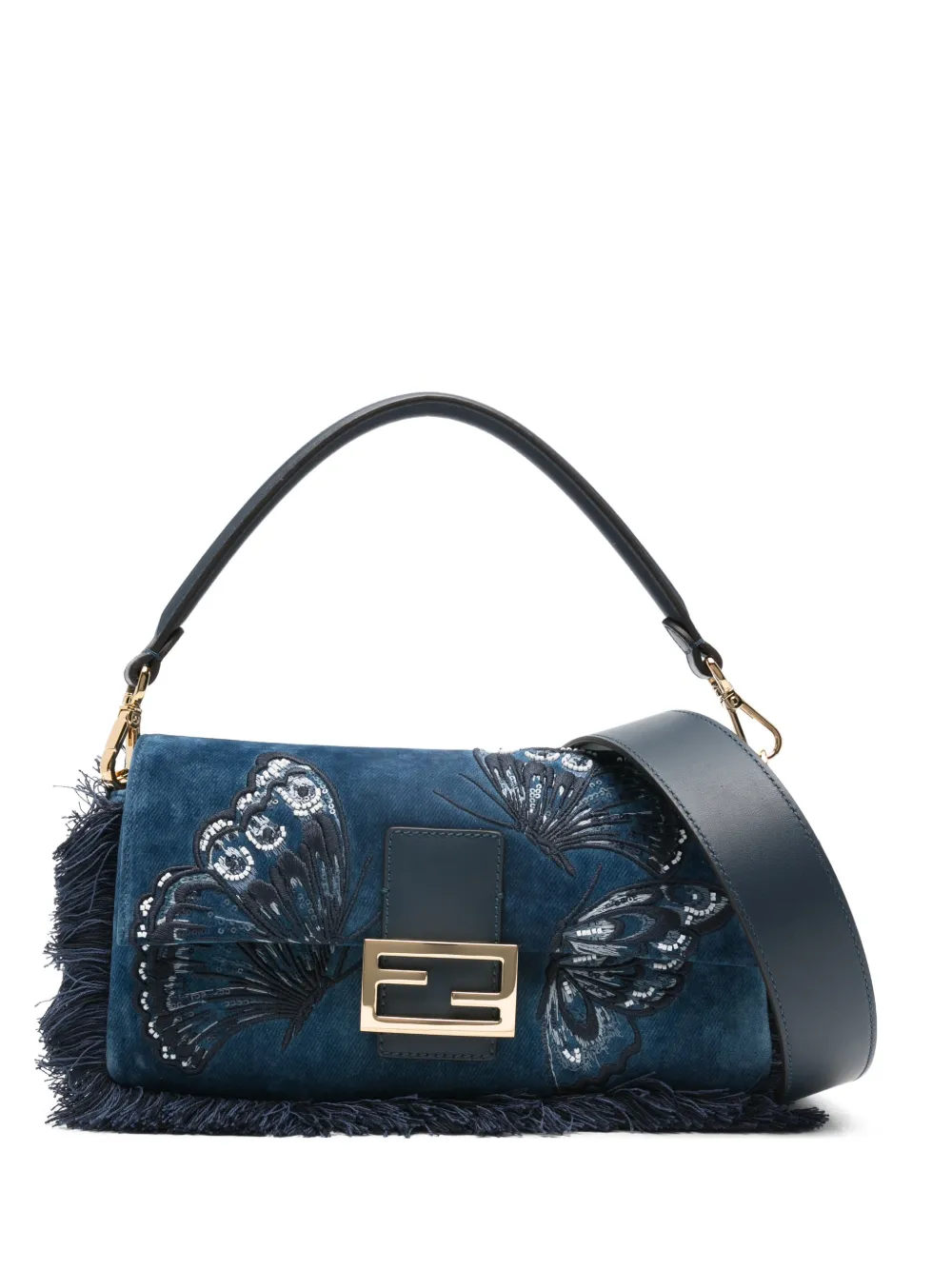 

Сумка-тоут Baguette с бахромой Fendi, синий